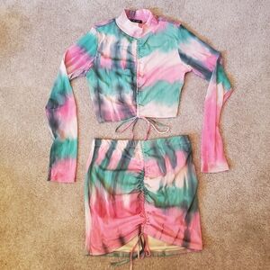 BRAND NEW from Dolls Kill Watermelon Away On Vacay Bodycon Skirt Set Sz LG